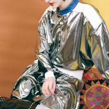 CACY DRESS IN SILVER WITH BLACK