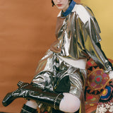 CACY DRESS IN SILVER WITH BLACK