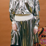 CACY DRESS IN SILVER WITH BLACK