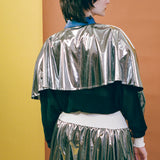 CACY DRESS IN SILVER WITH BLACK