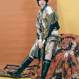 CACY DRESS IN SILVER WITH BLACK