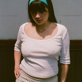 CELINE HALF-SLEEVE TOP IN WHITE