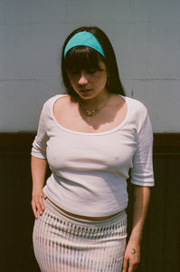 CELINE HALF-SLEEVE TOP IN WHITE