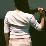 CELINE HALF-SLEEVE TOP IN WHITE