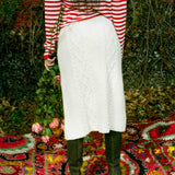 CHUNKY CABLE KNIT SKIRT IN OFF WHITE