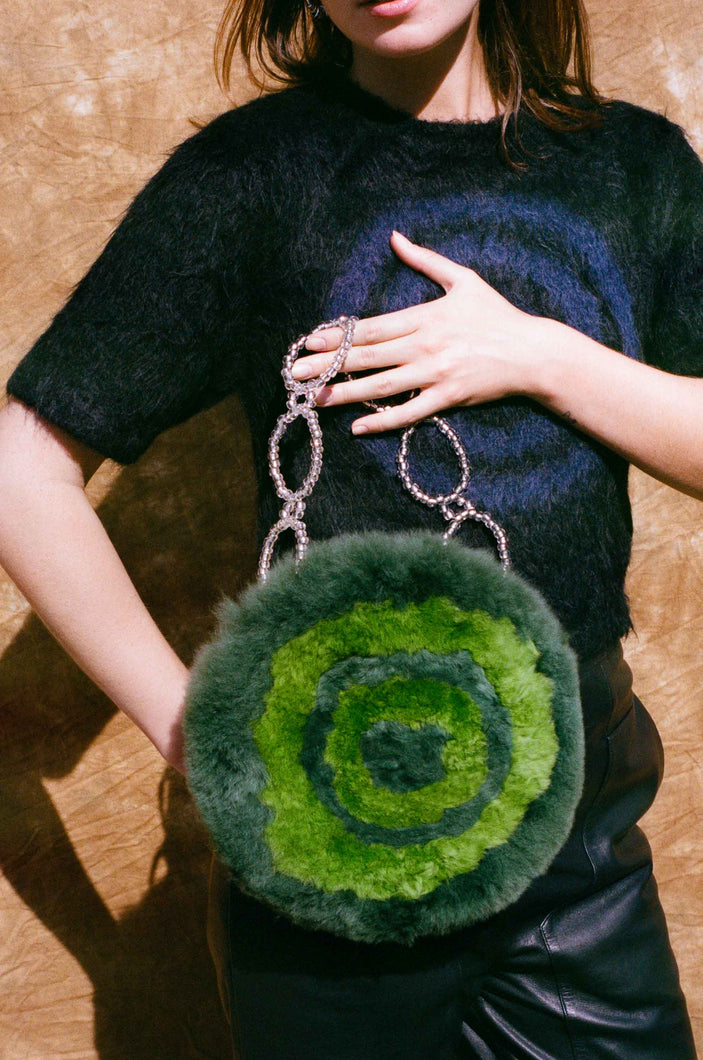 CIRCLE FUR BAG IN GREEN