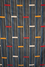 Load image into Gallery viewer, VINTAGE BONDOUKOU CLOTH IN GREY STRIPE WITH RED/YELLOW/WHITE