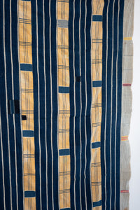 VINTAGE EWE KENTE IN INDIGO STRIPE WITH PLAID