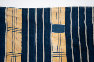 VINTAGE EWE KENTE IN INDIGO STRIPE WITH PLAID