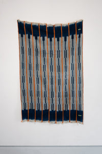 VINTAGE BALOUÉ CLOTH IN DARK INDIGO/ORANGE IKAT