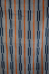 VINTAGE BALOUÉ CLOTH IN DARK INDIGO/ORANGE IKAT