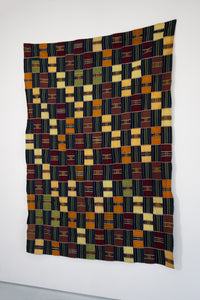 VINTAGE EWE KENTE IN NAVY/GREEN STRIPE WITH BLOCKS