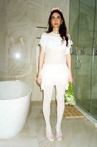 DOSANIA DRESS IN WHITE AND WHITE LACE