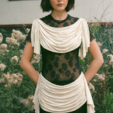 DOSANIA DRESS IN ECRU AND BLACK LACE