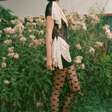DOSANIA DRESS IN ECRU AND BLACK LACE
