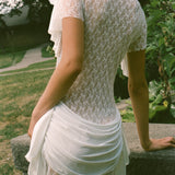 DOSANIA DRESS IN WHITE AND WHITE LACE