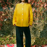 DYED LINEN MARIGOLD BOAT NECK SHIRT