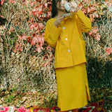 DYED LINEN MARIGOLD BOAT NECK SHIRT