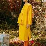 DYED LINEN MARIGOLD BOAT NECK SHIRT