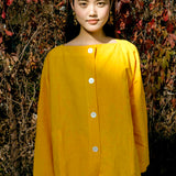 DYED LINEN MARIGOLD BOAT NECK SHIRT