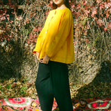 DYED LINEN MARIGOLD BOAT NECK SHIRT