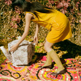 DYED LINEN MARIGOLD MINI SKIRT