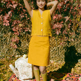 DYED LINEN MARIGOLD MINI SKIRT