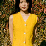 DYED LINEN MARIGOLD VEST