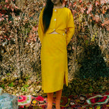 DYED LINEN MARIGOLD WRAP SKIRT