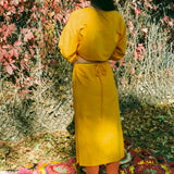DYED LINEN MARIGOLD WRAP SKIRT