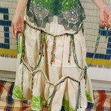 EXCESS WORK APRON MAXI SKIRT IN ACID GREEN