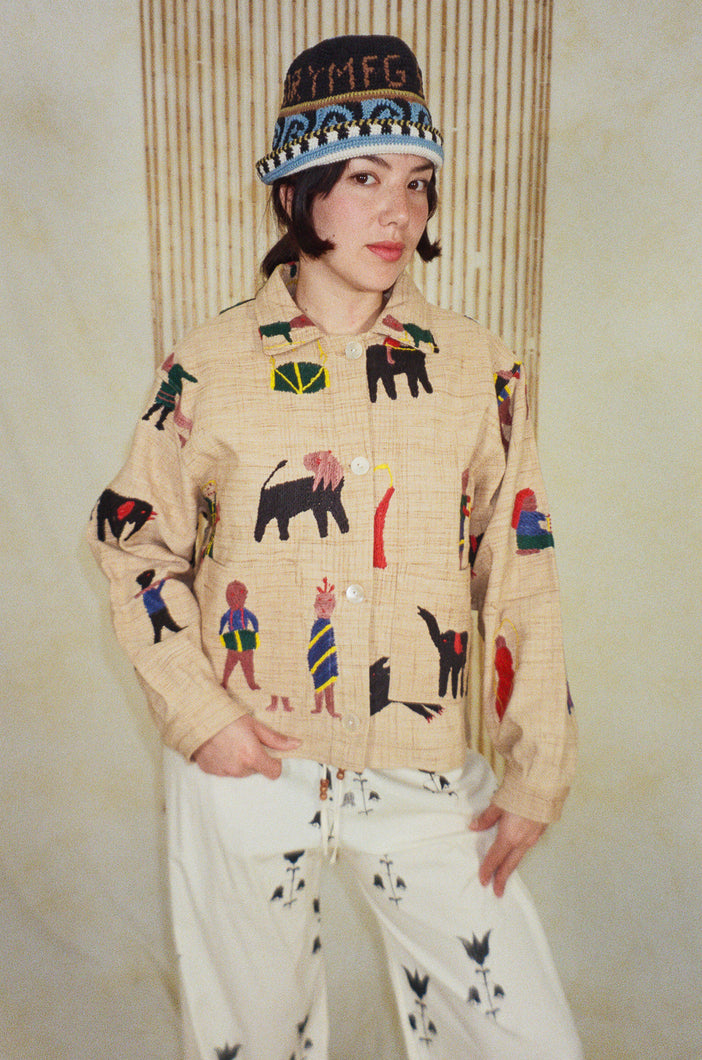 EMBROIDERED TWO BIRDS SCENE JACKET