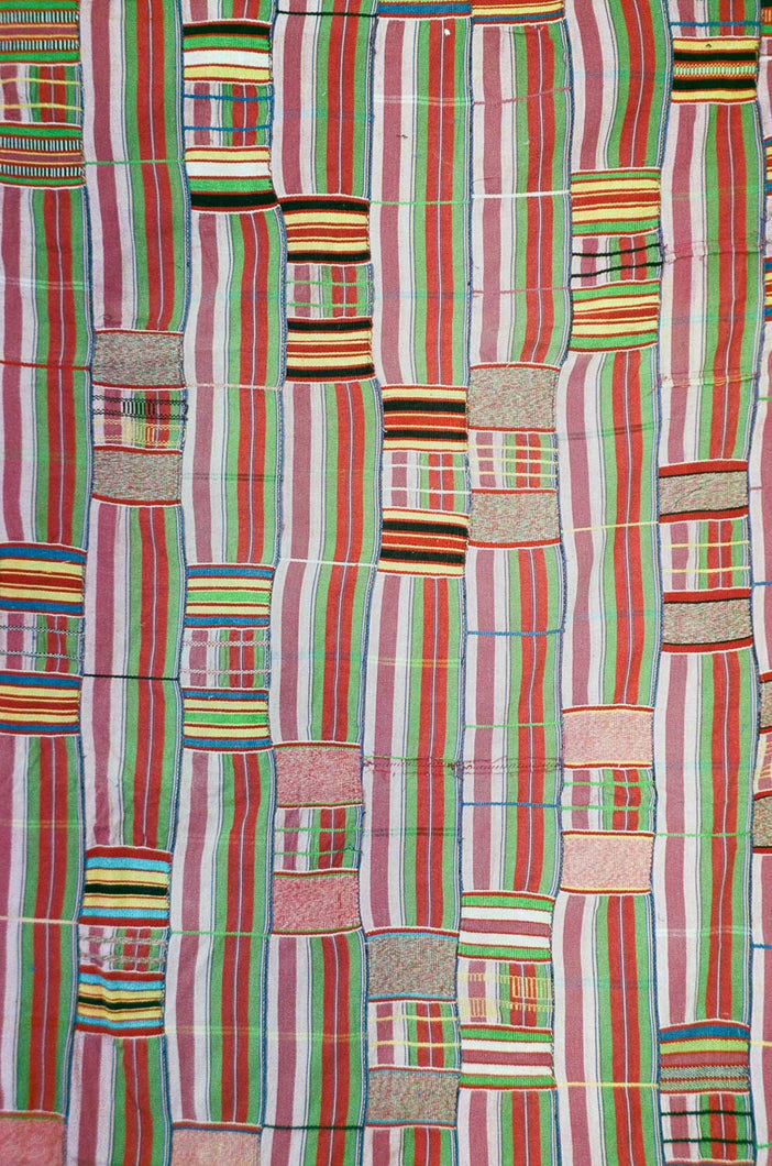 Vintage Ewe Kente Cloth in Mauve, Pink and Green Stripe