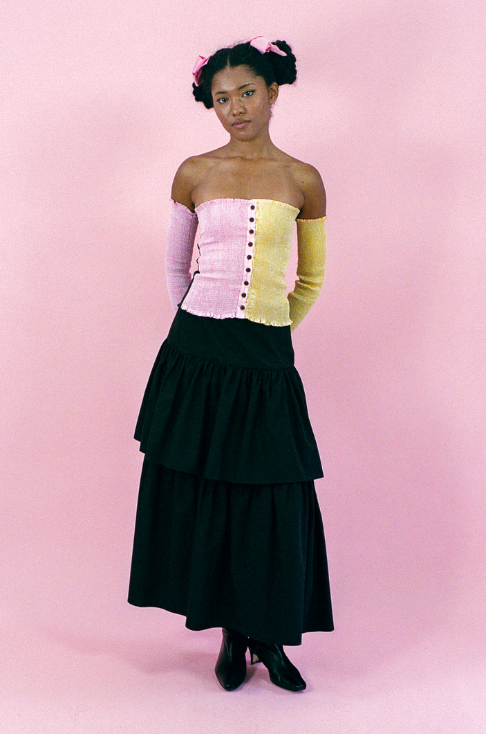 FARAH TOP IN PINK AND YELLOW