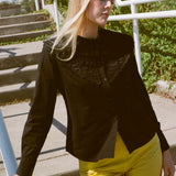FILOMENA TOP WITH EMBROIDERY IN BLACK