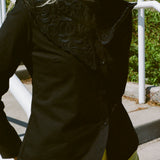 FILOMENA TOP WITH EMBROIDERY IN BLACK