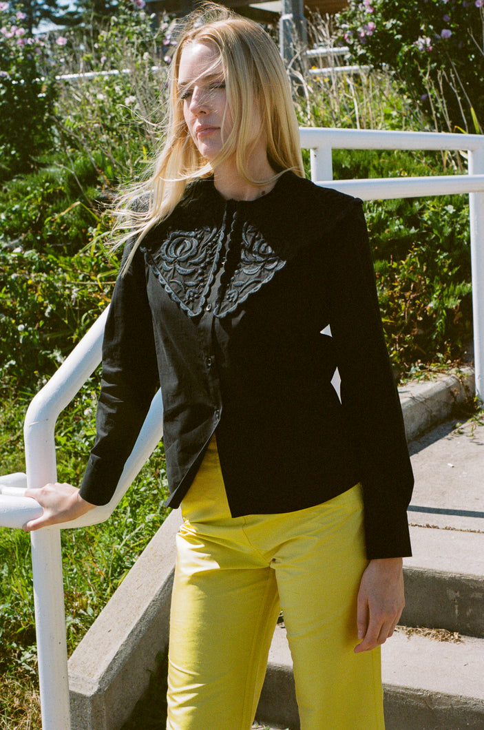 FILOMENA TOP WITH EMBROIDERY IN BLACK