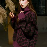 JAQUARD ZIPPER JACKET IN POMEGRANATE/BLACK