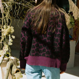 JAQUARD ZIPPER JACKET IN POMEGRANATE/BLACK