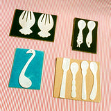 mother of pearl sea creature spoon set