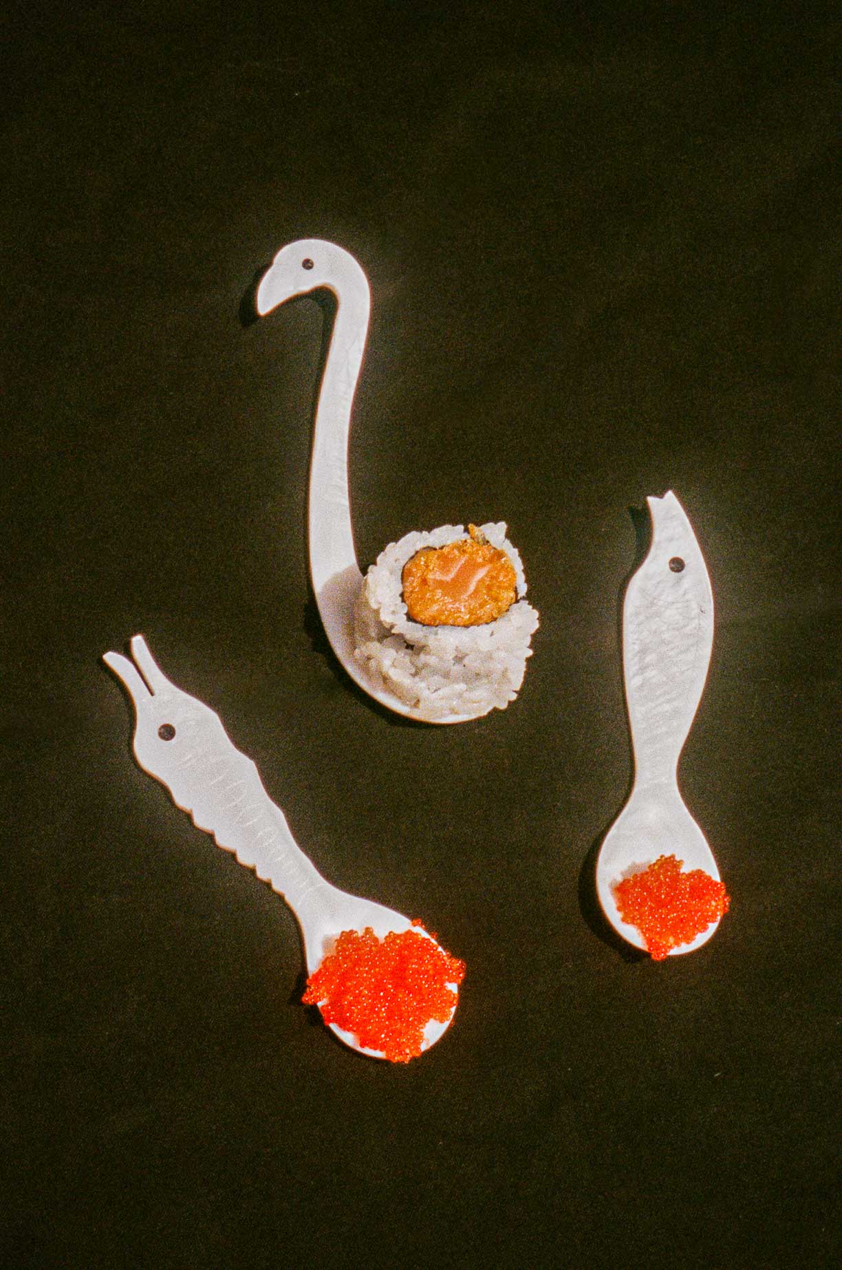 mother of pearl sea creature spoon set