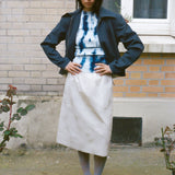 GRANDMA SKIRT IN OFF WHITE FLOWER JACQUARD