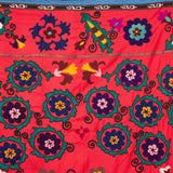 VINTAGE SUZANI IN RED WITH BLUE AND GREEN FLOWERS