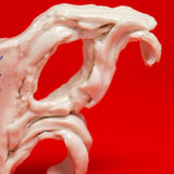 SCULPTURAL CUPS IN PORCELAIN WITH HAND PAINTED BIRDS