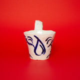 SCULPTURAL CUPS IN PORCELAIN WITH HAND PAINTED BIRDS