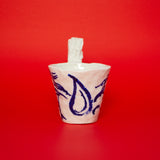 SCULPTURAL CUPS IN PORCELAIN WITH HAND PAINTED BIRDS