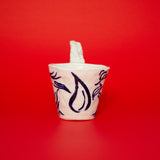 SCULPTURAL CUPS IN PORCELAIN WITH HAND PAINTED BIRDS