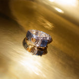 STERLING SILVER SUEDE RING IN ICE BLUE/LIMONCELLO