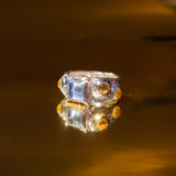 STERLING SILVER SUEDE RING IN ICE BLUE/LIMONCELLO