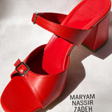 UNA SANDAL IN CARMINE CALF
